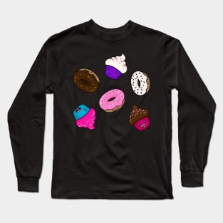 Kawaii Donuts and Cupcakes Long Sleeve T-Shirt